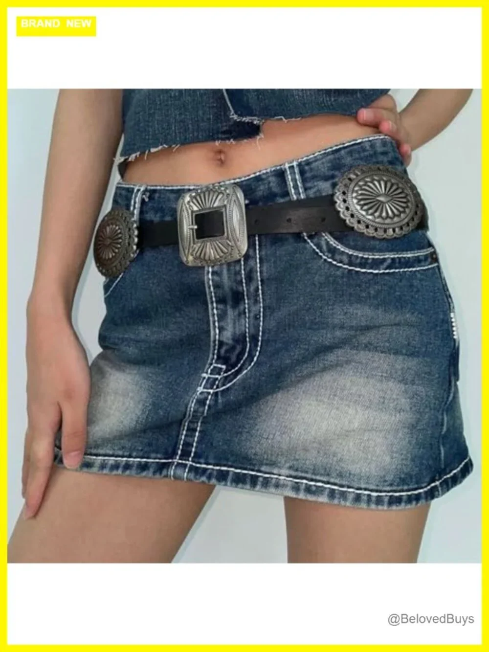 Faux Leather Western Concho Belt Cowgirl Cowboy Belt Rodeo Country